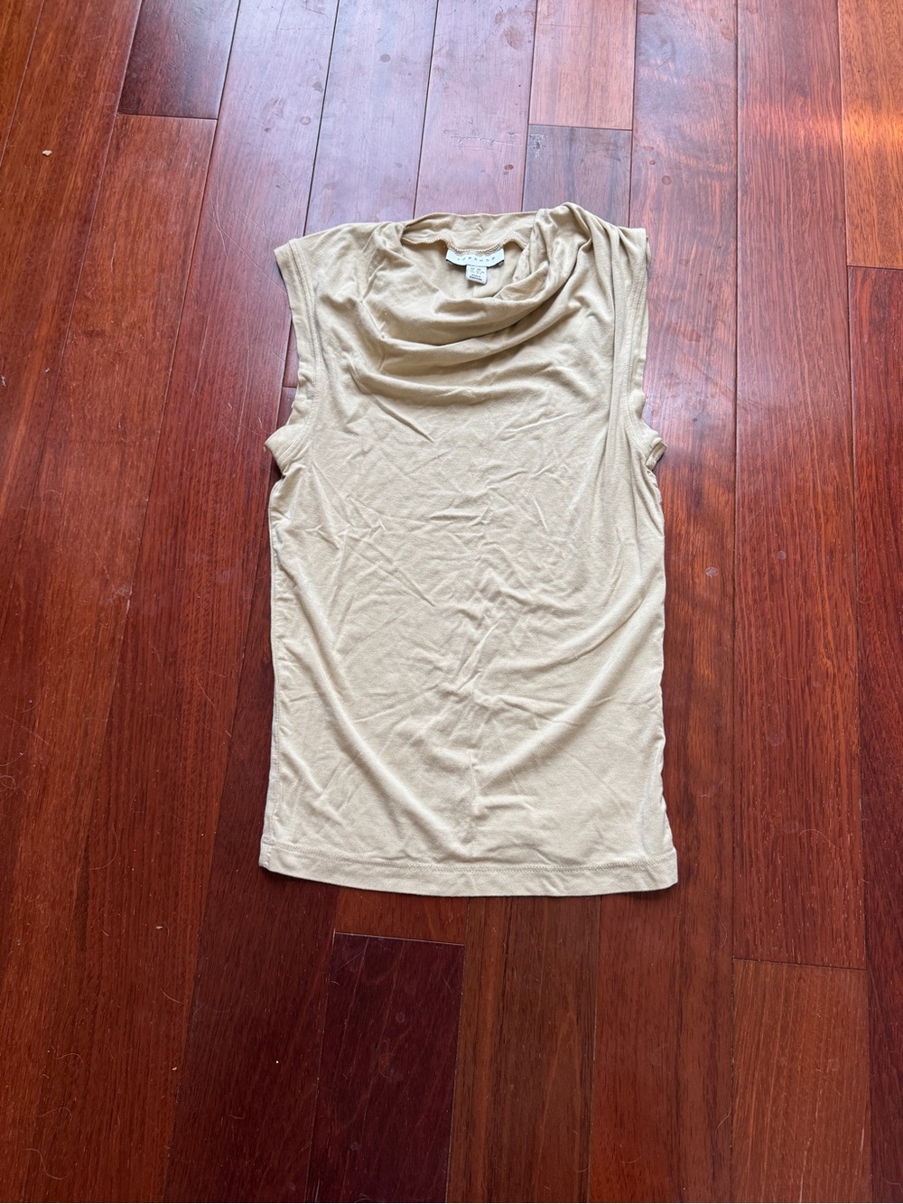 Topshop Sleeveless Cowl Neck Tank in Light Beige